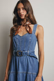 Tiered Denim Maxi Dress