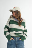 Oversized Striped Green & Lavender Sweater
