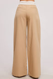 Minimalistic Contrast Waistband Pleated Trouser Pants