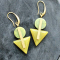 Green jasper and jade geometric earrings