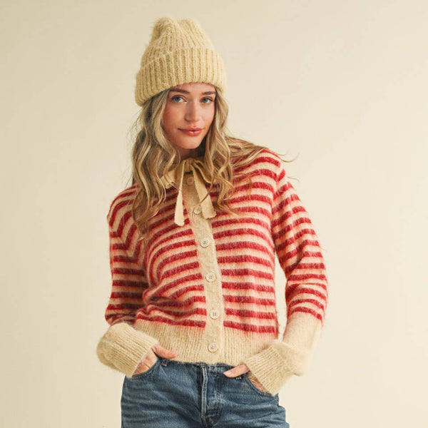 Striped Hoodie Sweater Cardigan