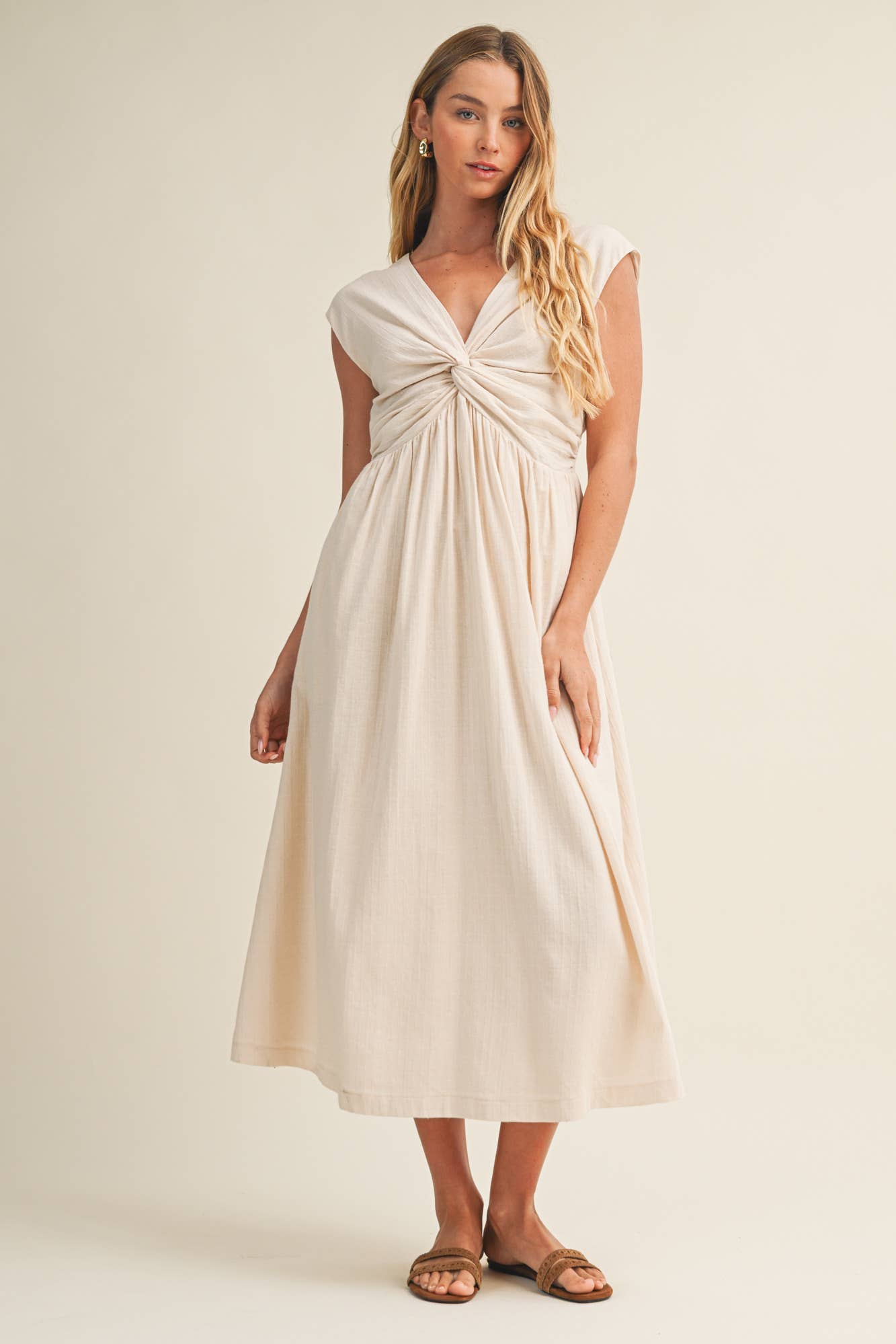 Twist-front flared dress