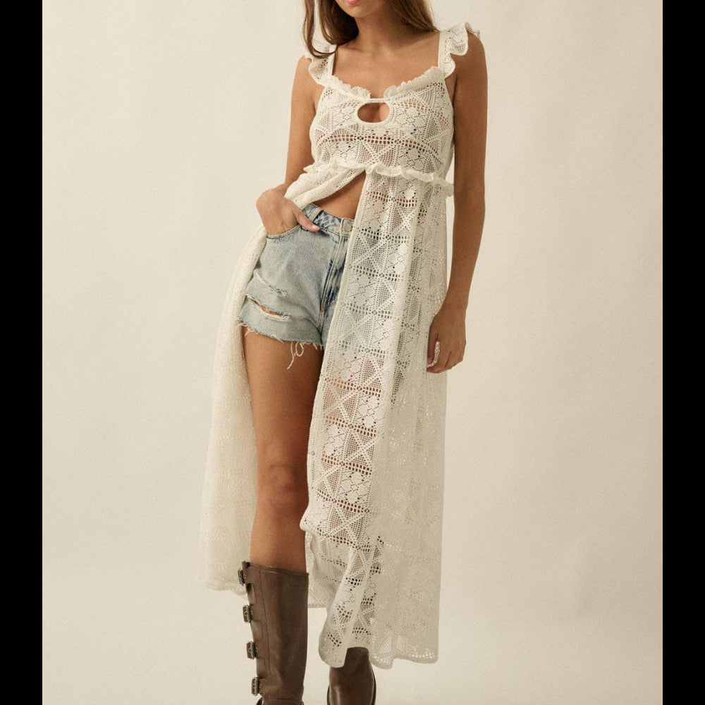 Josie Front-Slit Layering Midi Dress