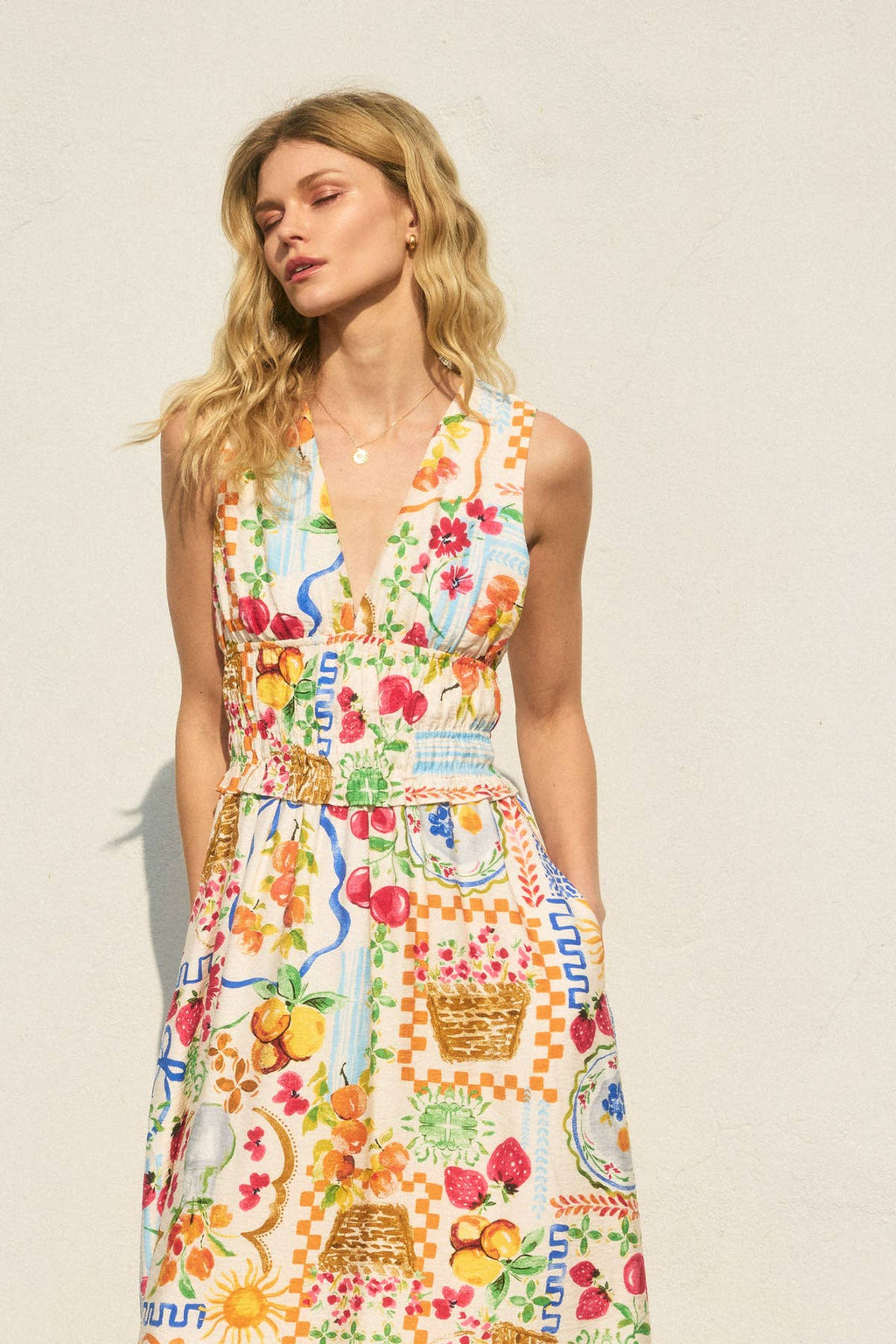 Sweetest Thing Poplin Shirred Waist Midi Dress