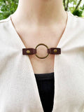 Cinch Clip for Clothes Bronze w/ Studded Brown Leather Clasp