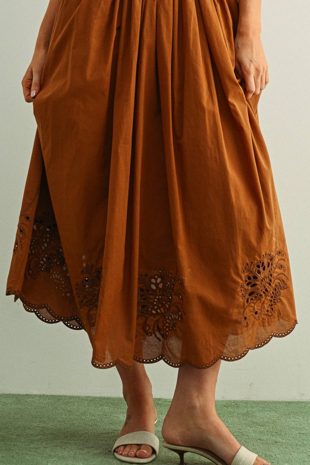 Melissa Embroidered Hem Long Full Skirt