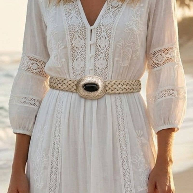 Mercury Narrow White Leather Belt