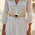 Mercury Narrow White Leather Belt