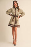 STRIPED BUTTON DOWN BELTED MINI DRESS MDR4225