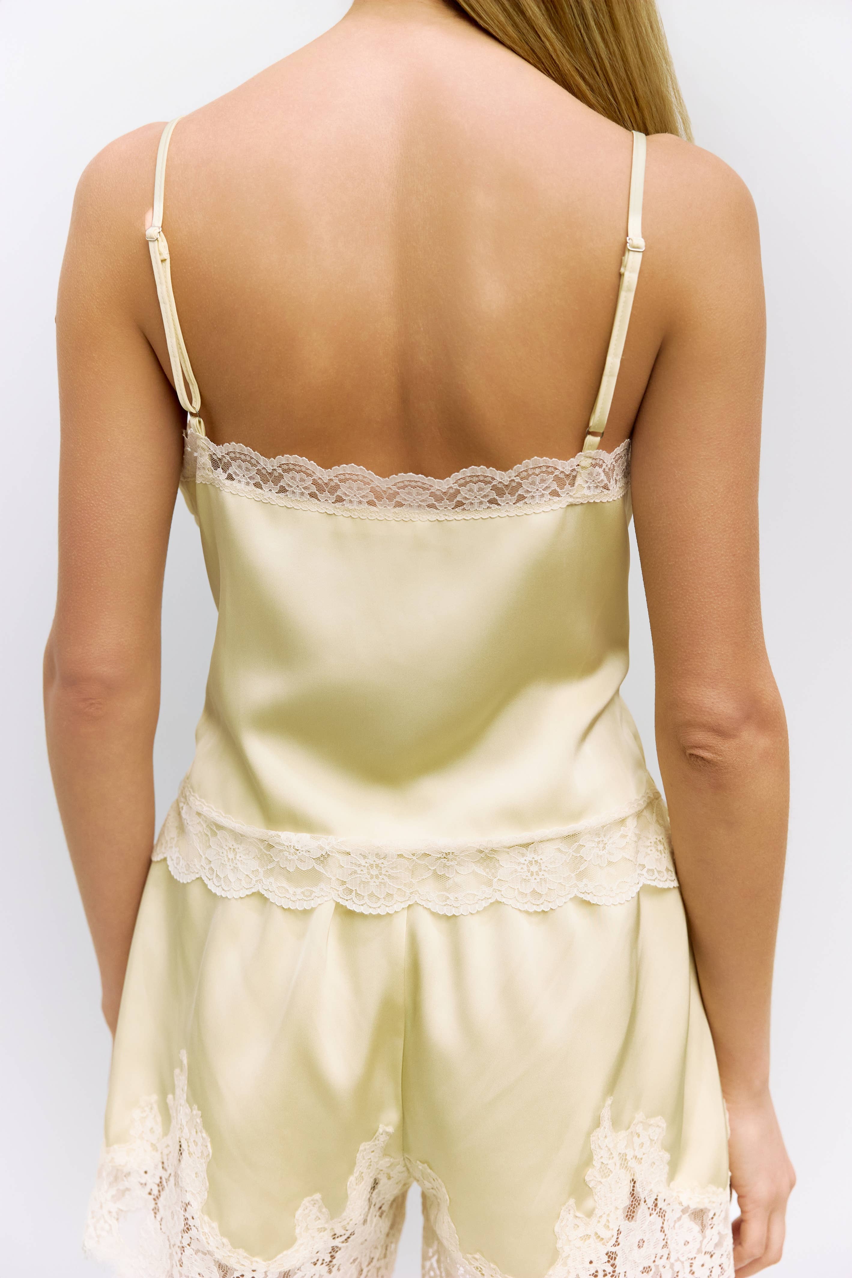 The Sera Top | Satin Lace Tank Top