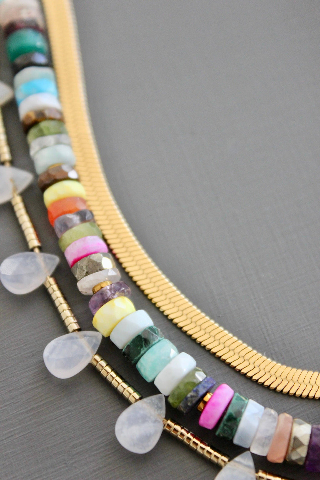 David Aubrey Triple strand multicolor necklace