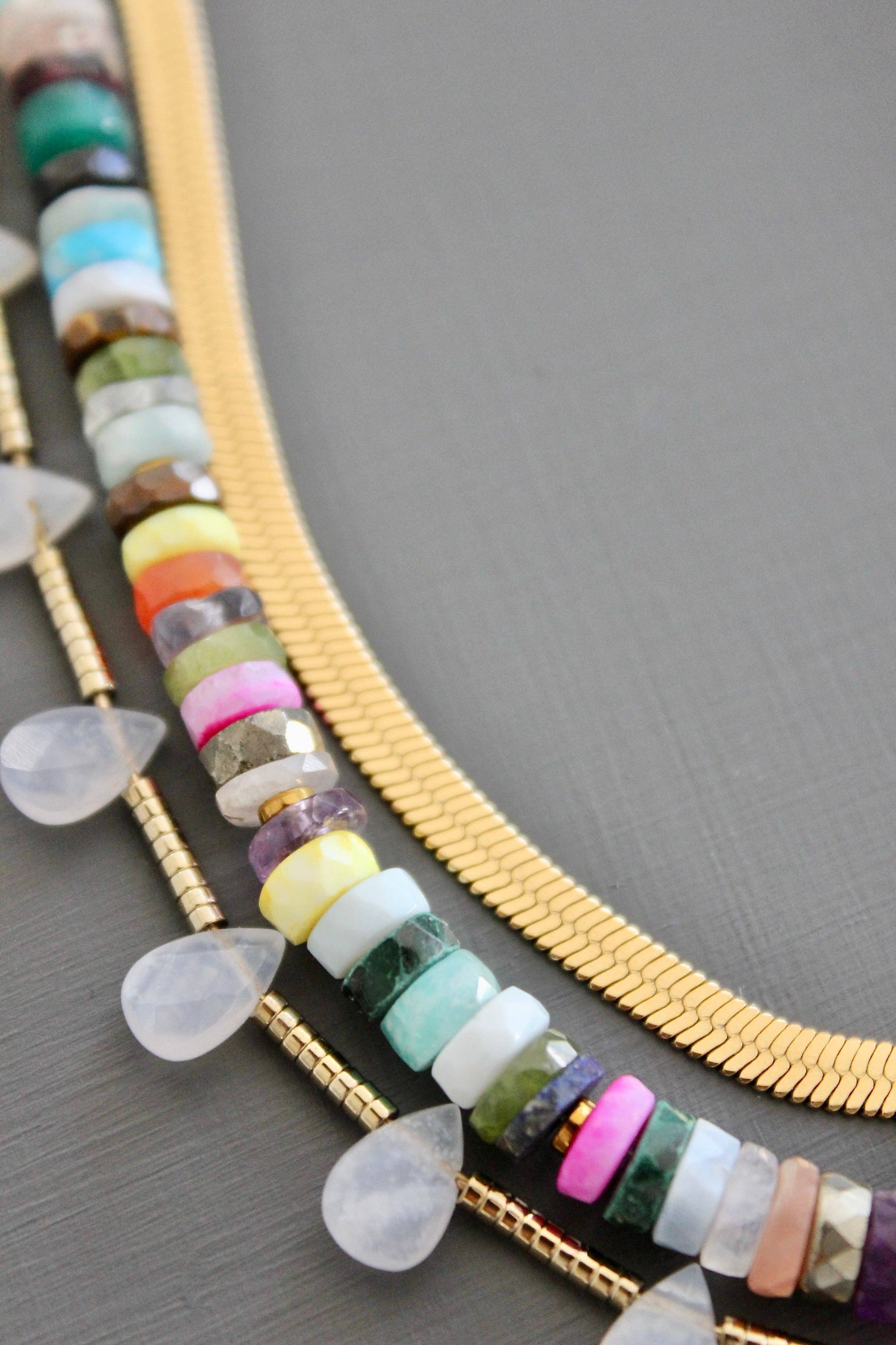 David Aubrey Triple strand multicolor necklace