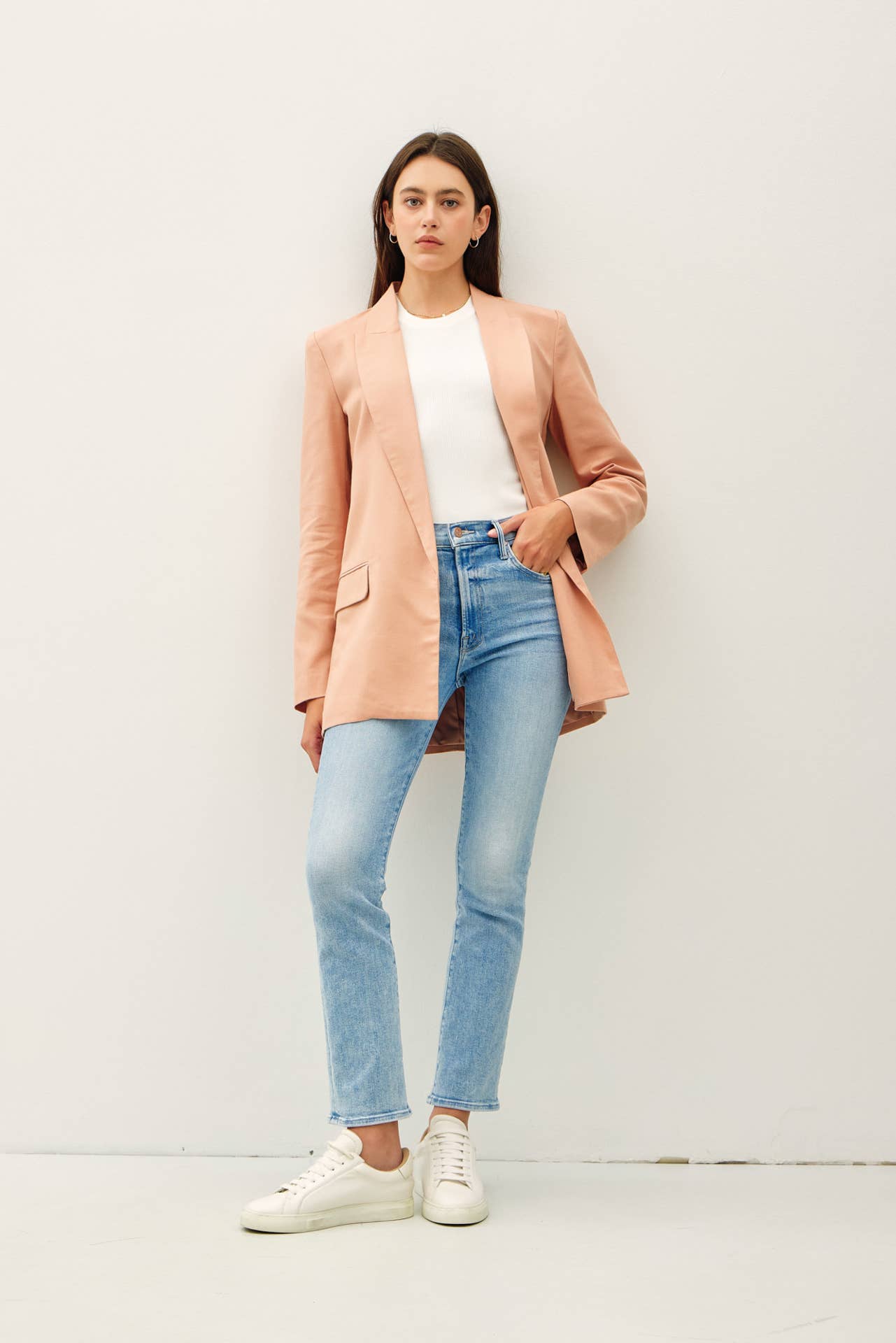 Classic Linen Oversized Blazer - Dusty Apricot