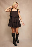 Chocolate Ruffle Mini Dress