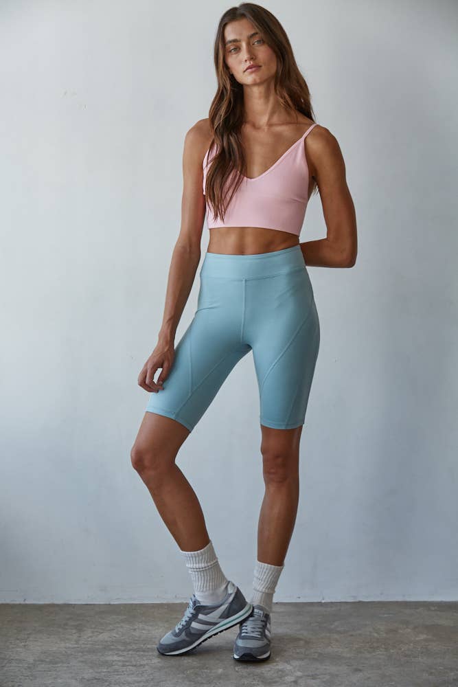 Seamless Ribbed Triangle Spaghetti Strap Brami