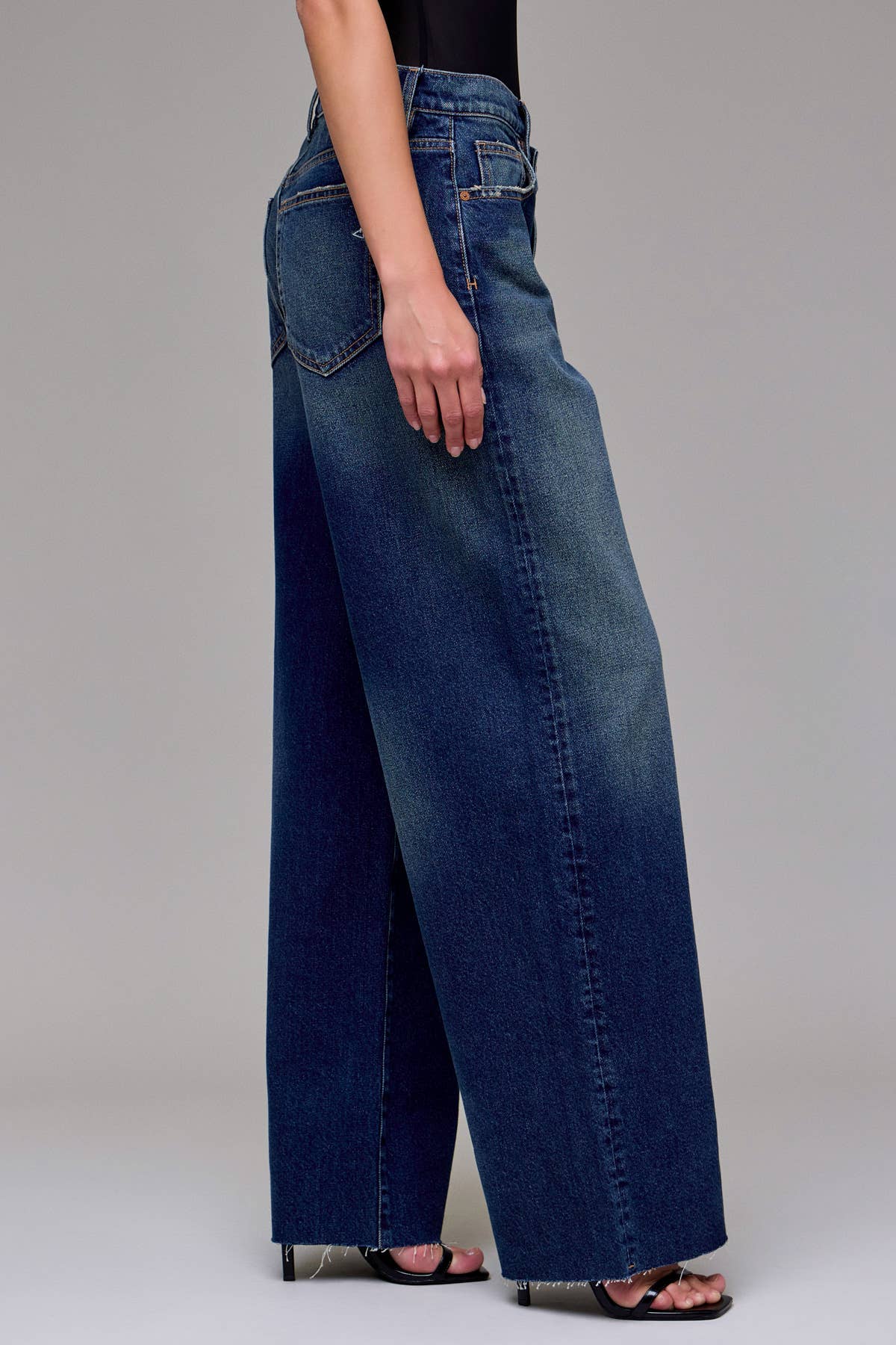 Dark Wash Low Slung Crossover Oversized Baggy