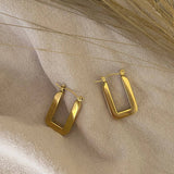 18k Rectangle hoops Gold Plated Dangle Earrings Lightweight