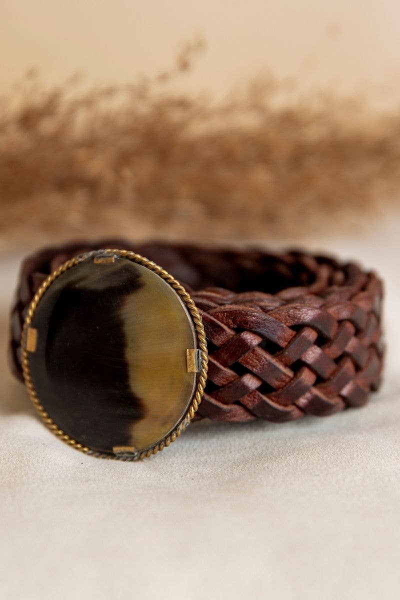 PLUTON NARROW BROWN LEATHER BELT