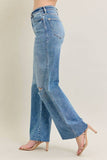 Medium Vintage Wash Wide Leg With Destroy