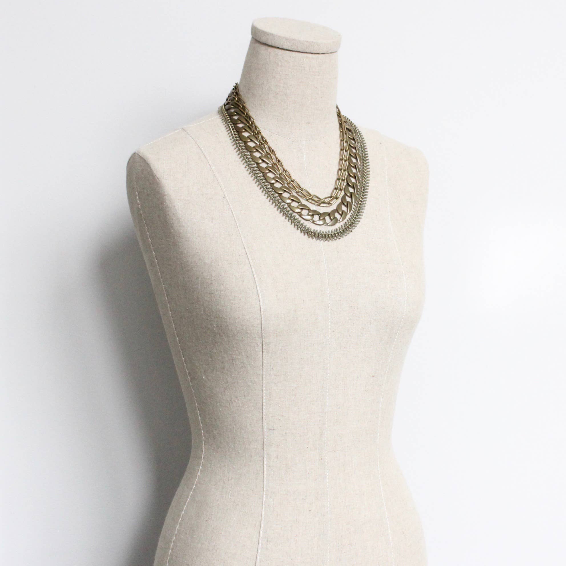 David Aubrey Multi strand brass ox chain necklace