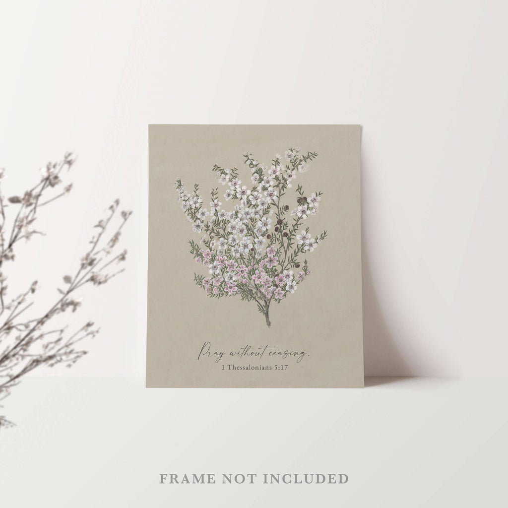 Pray without Ceasing Wall Art Print Christian Gift Decor: 5x7 Art Print