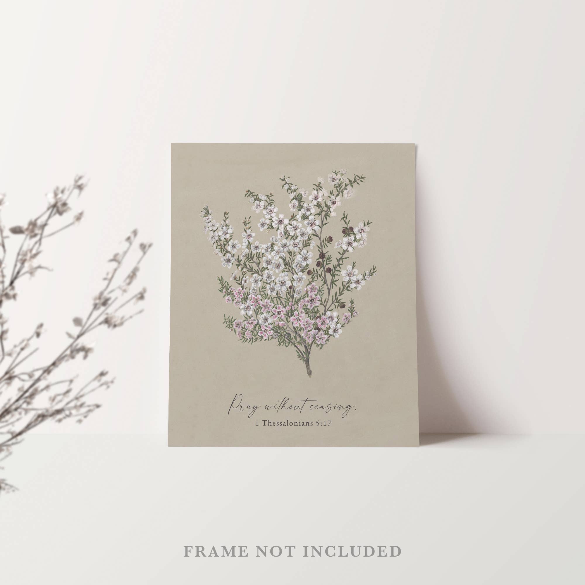 Pray without Ceasing Wall Art Print Christian Gift Decor: 5x7 Art Print