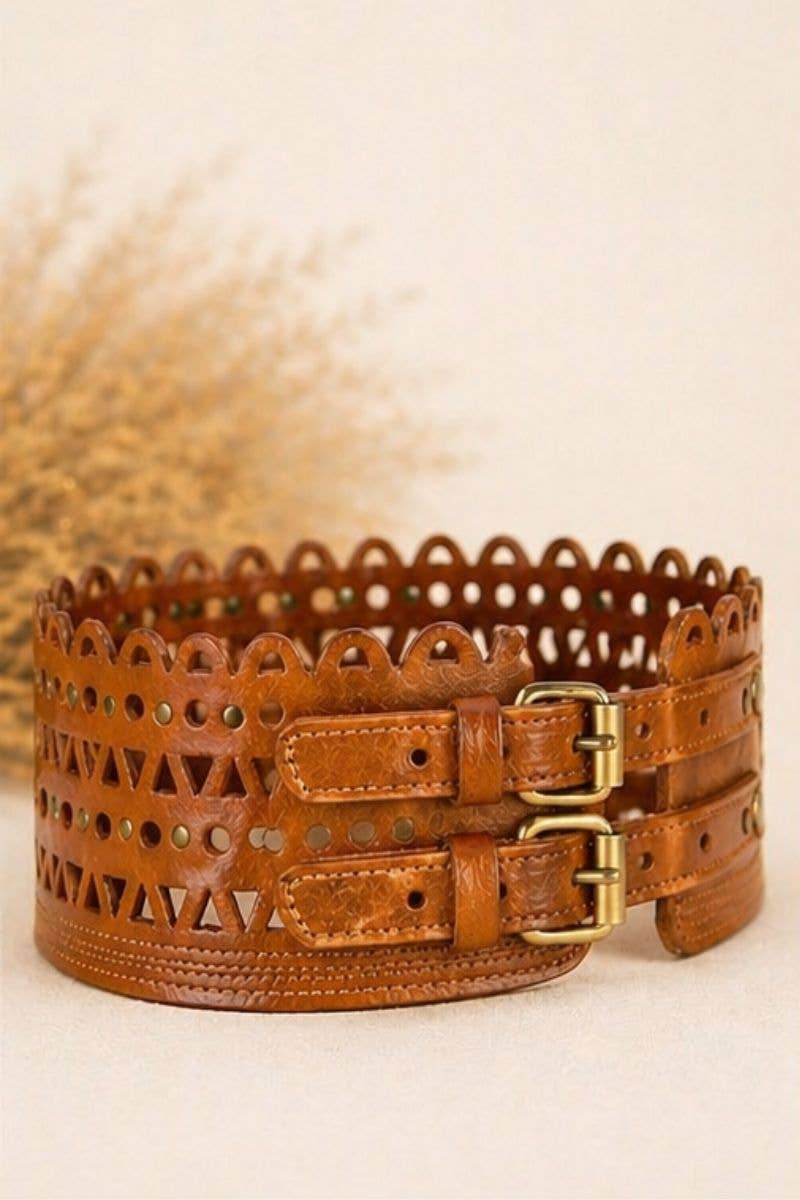 KRONOS Light Brown Leather Sash Belt