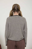 STRIPE RAW EDGE DROP SHOULDER KNIT CARDIGAN