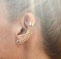 Gold Fishbone Chain Ear Cuff: 14K Gold Filled Ball Post