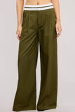 Minimalistic Contrast Waistband Pleated Trouser Pants