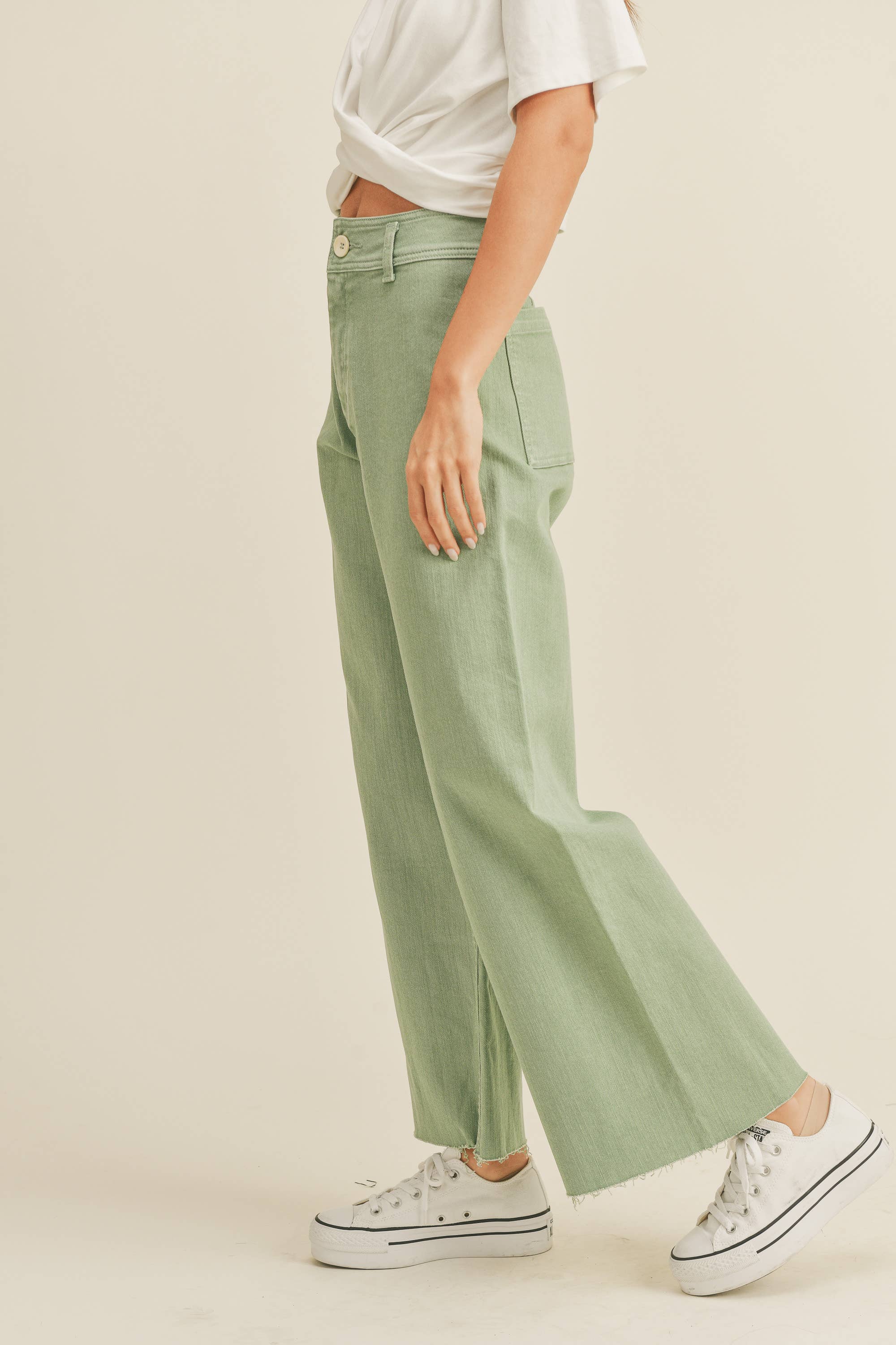 STRAIGHT WIDE LEG DENIM PANTS