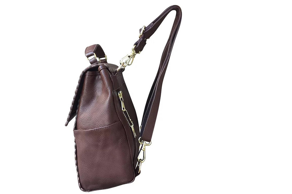 Top grain cowhide leather back pack crossbody shoulder bag