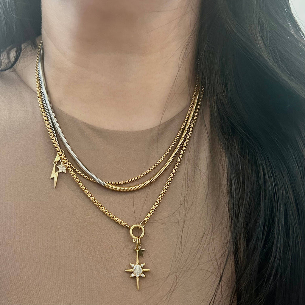 Gold Silver snake chain necklace two double tone ombre 