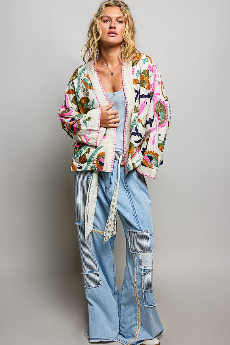 Faira Embroidered Kimono