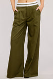 Minimalistic Contrast Waistband Pleated Trouser Pants