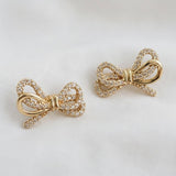 Cubic Zirconia Knot Bow Stud Earrings