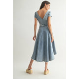 FRONT BUTTON DOWN ASYMMETRICAL DENIM DRESS