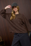 CREW NECK BUTTON DETAIL LONG SLEEVE KNIT TOP