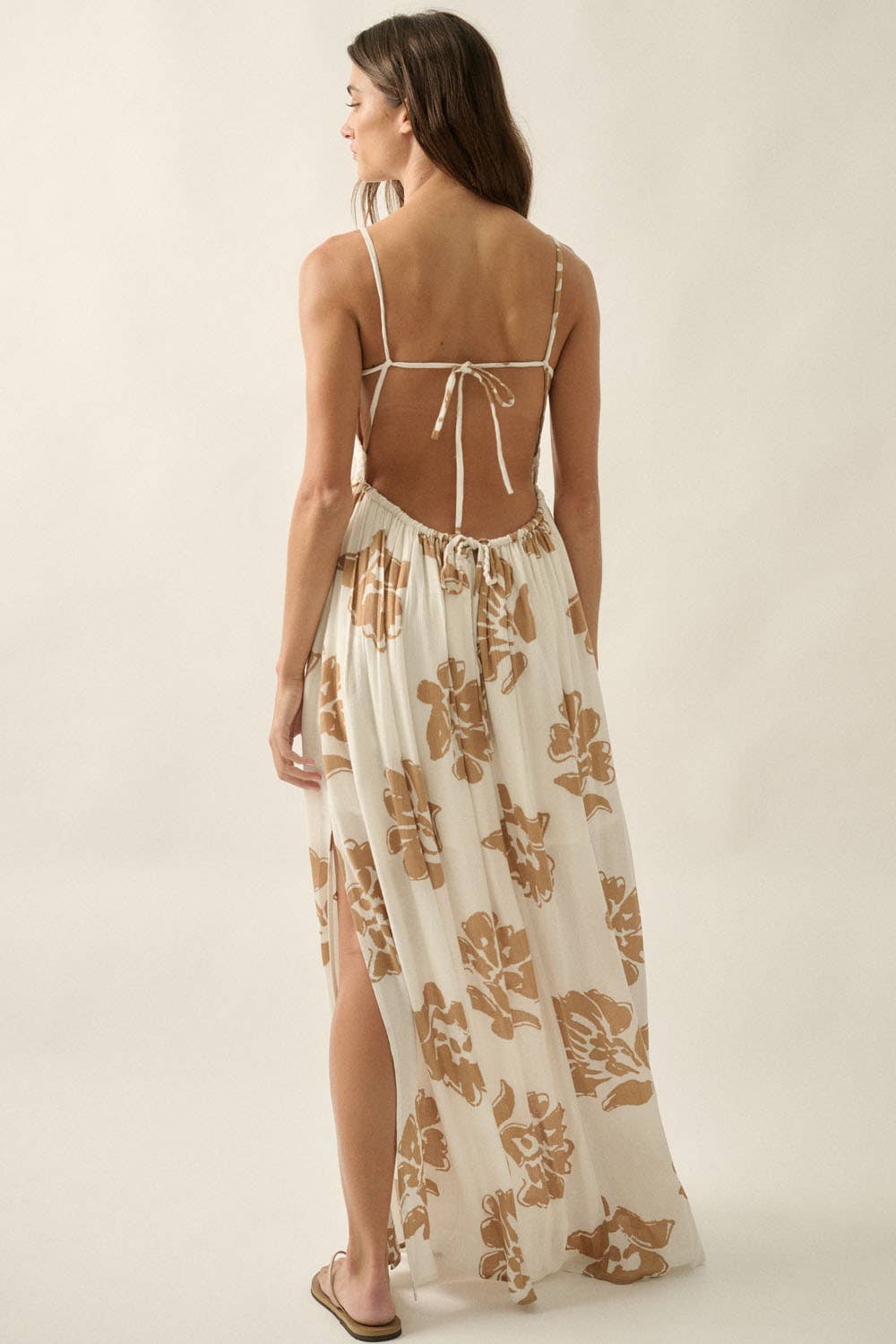 Floral Smocked Open-Back Maxi Dress