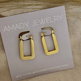 18k Rectangle hoops Gold Plated Dangle Earrings Lightweight