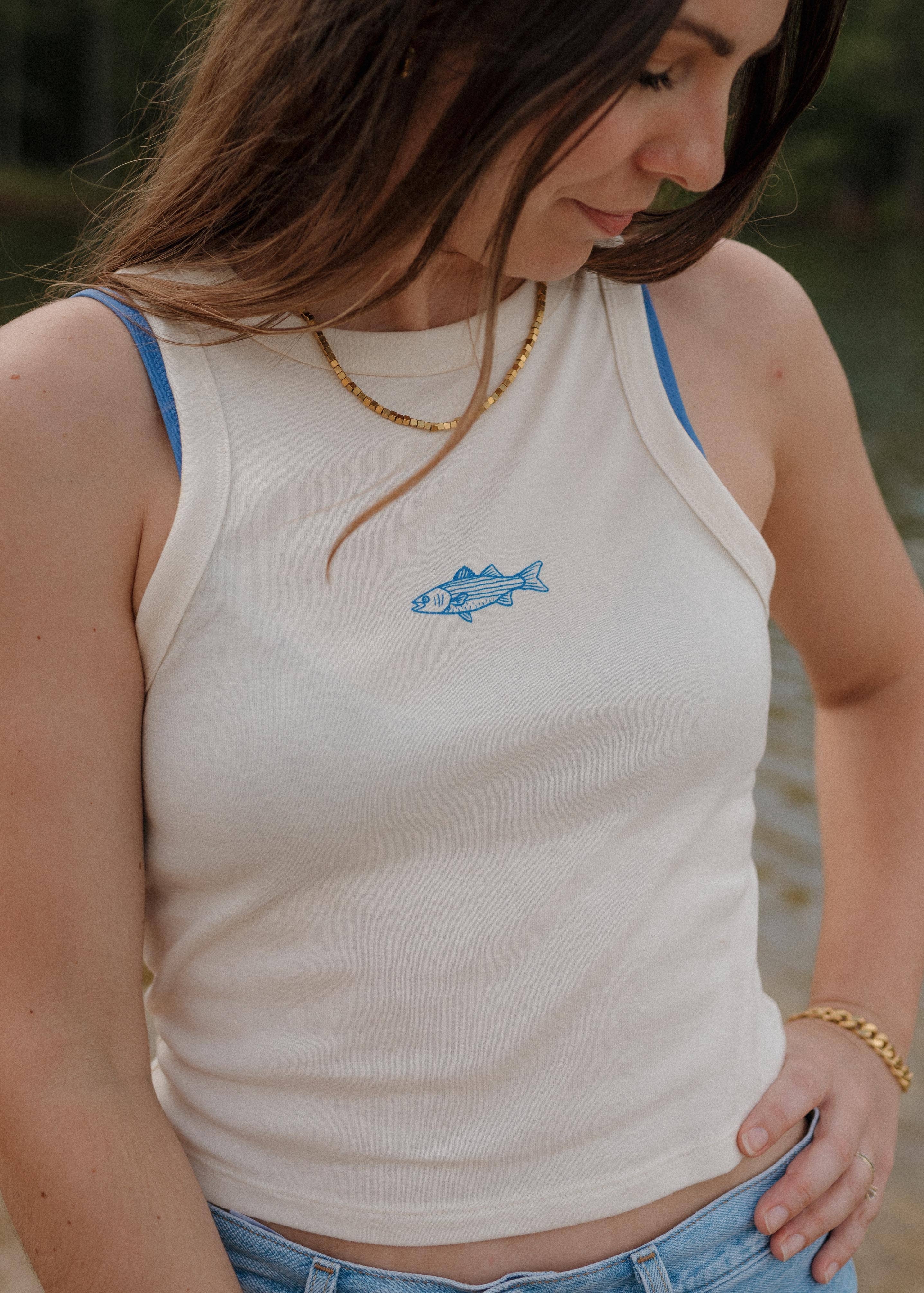 Freshwater Fish Ribbed Racer Tank