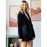 Knit Body Denim Layerd Jacket