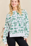 Holiday Toile Printed Oversized Top