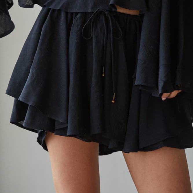 Woven Rayon Nylon Layered Skort