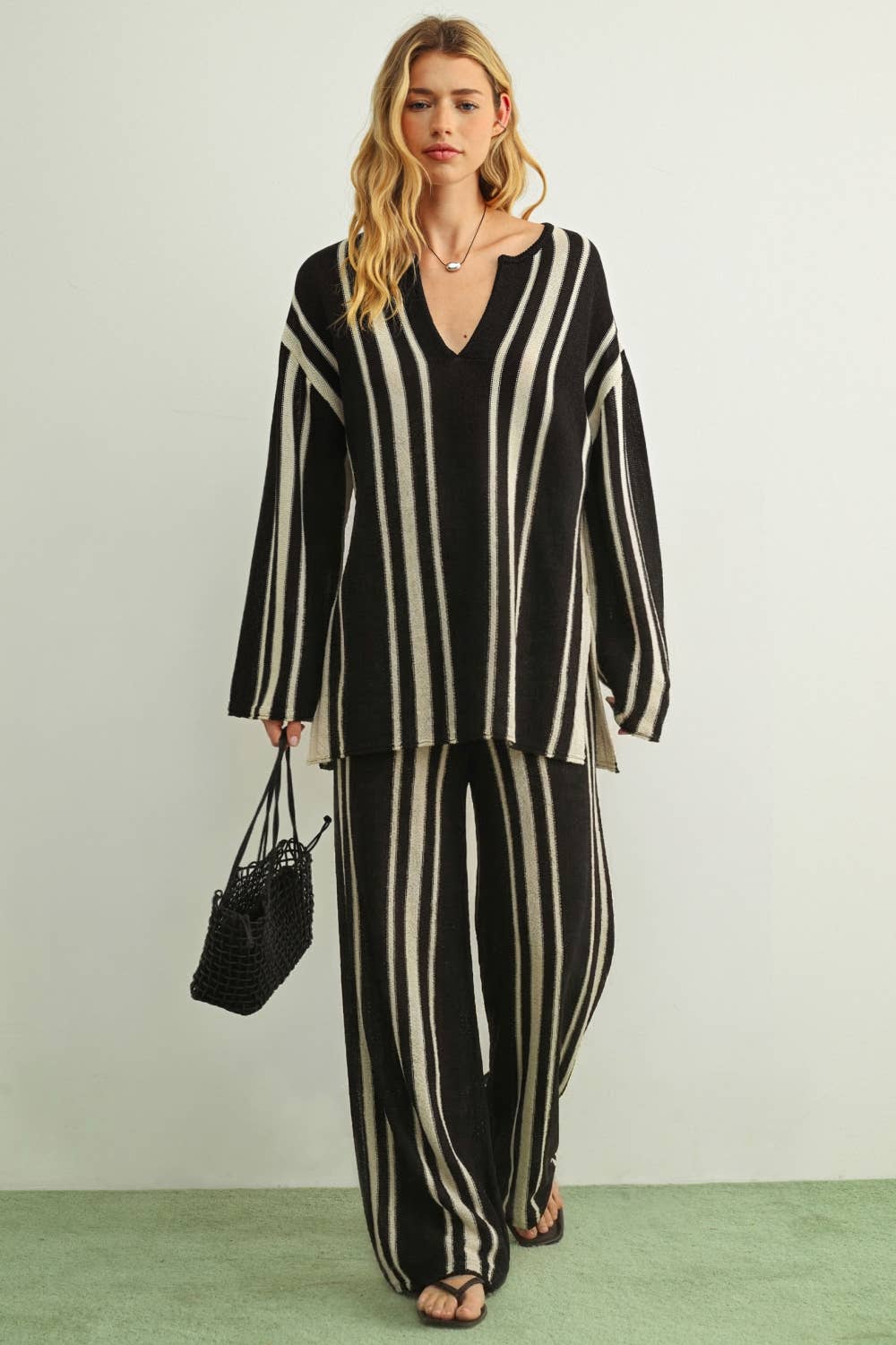 STRIPED LONG SLEEVE TUNIC TOP