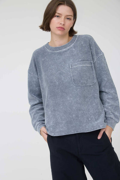 Washed Ribbed Knit Pullover