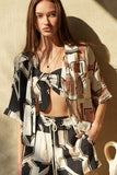 Abstract-Print One-Shoulder Wrap Bandeau Top
