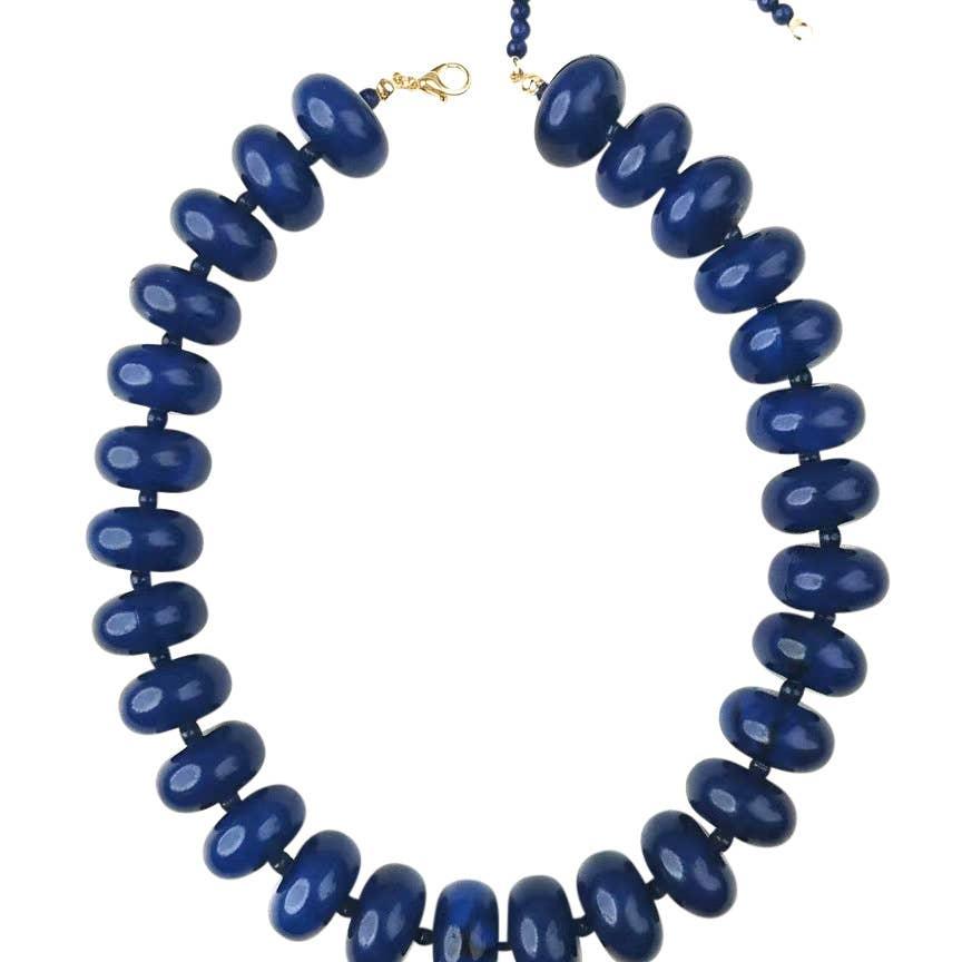 Bailey Chunky Beaded Necklace- Navy