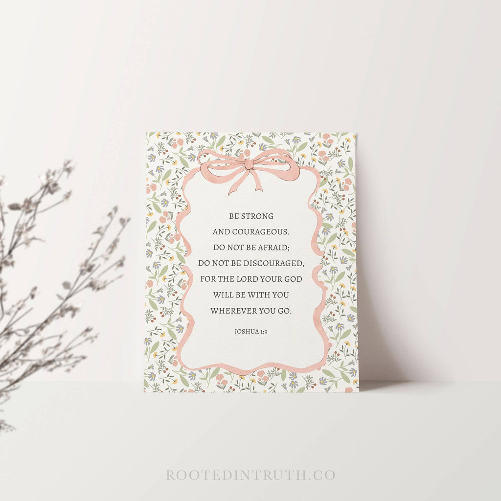 Be Strong Trendy Retro Coquette Christian Art Print Decor