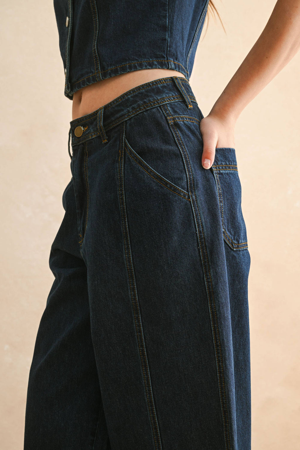 Dark Denim Wide Leg Pants